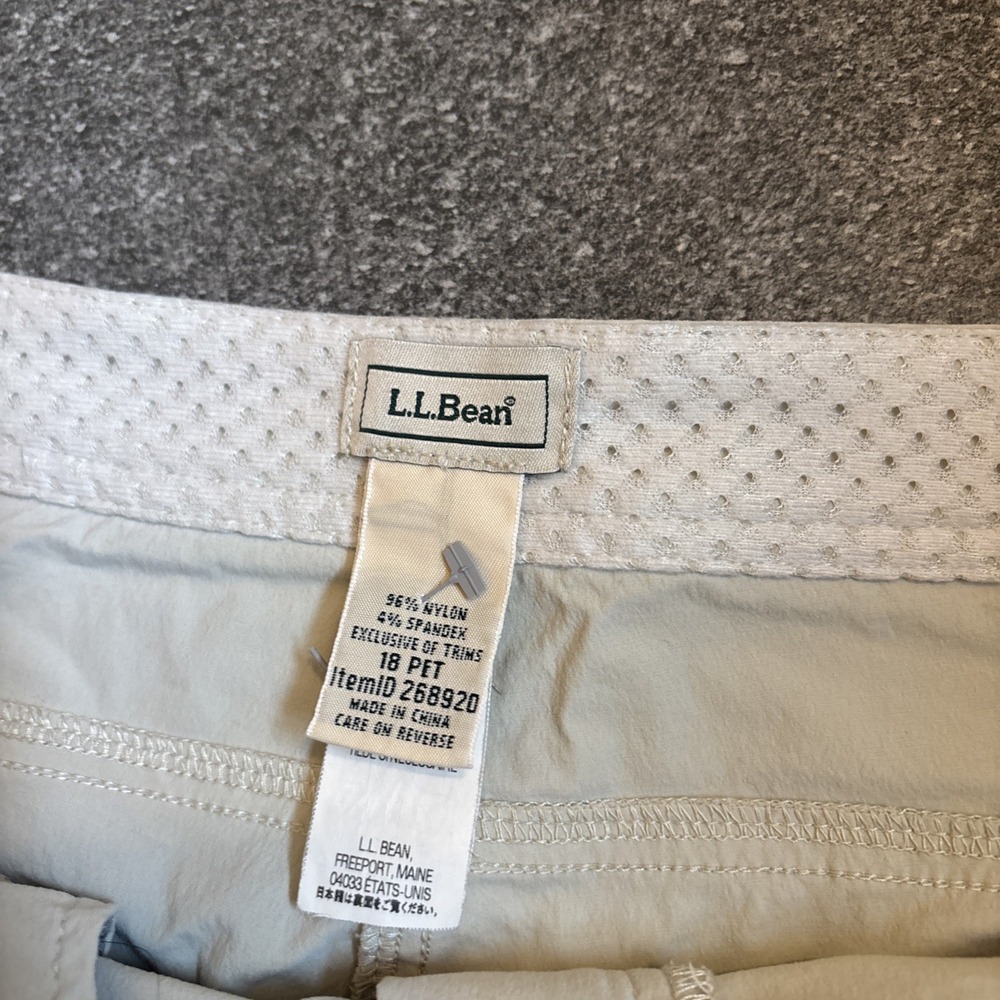LL Bean Pants Womens 18R Tan Capri Nylon Stretch Mid Rise Hiking Ripstop See Pic - Picture 2 of 16